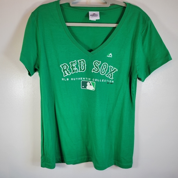 Womens Green Boston Red Sox T Shirt 2XL V-neck Short Sleeve - Picture 1 of 10
